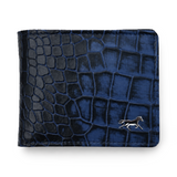 Men's Croco Embossed Leather Wallet : Royal Blue Croco