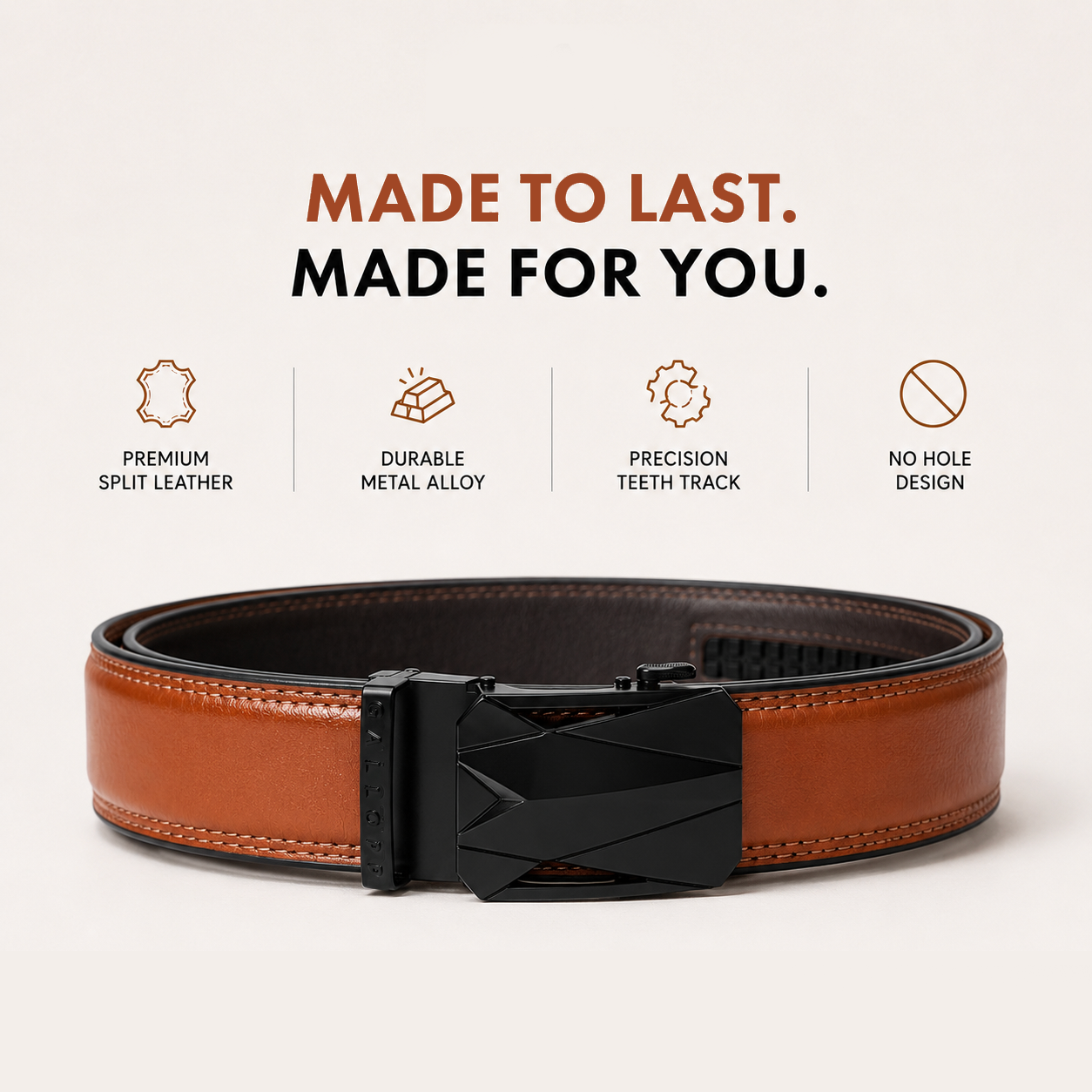 Men's Leather Ratchet Belt- Tan