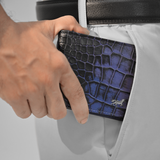 Men's Croco Embossed Leather Wallet : Royal Blue Croco