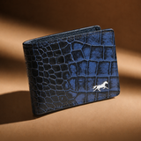 Men's Croco Embossed Leather Wallet : Royal Blue Croco