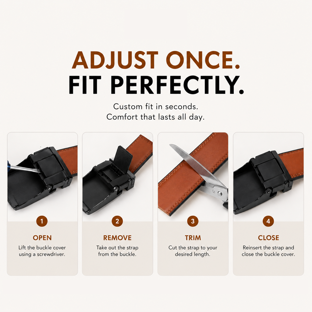 Men's Leather Ratchet Belt- Tan