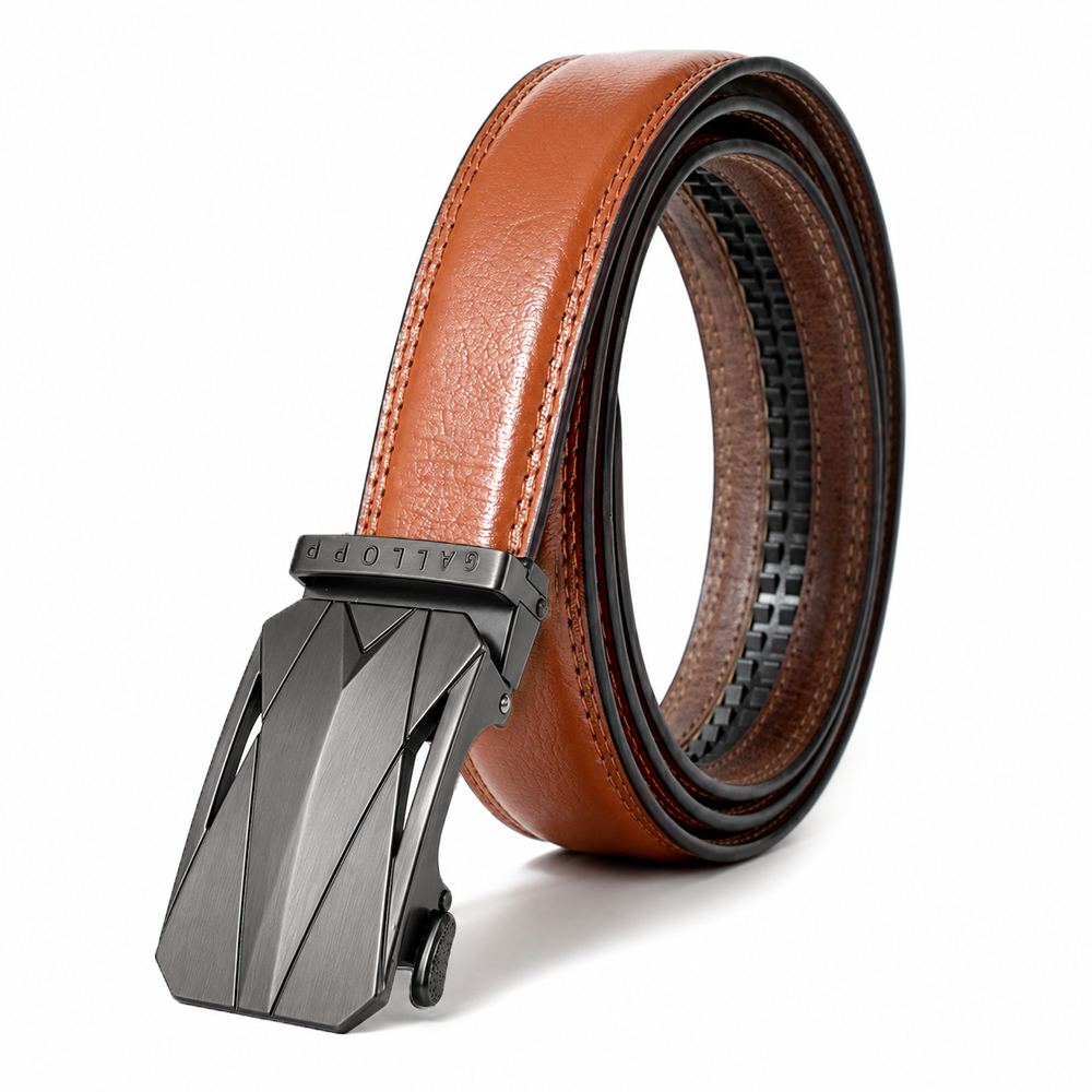 Men's Leather Ratchet Belt- Tan