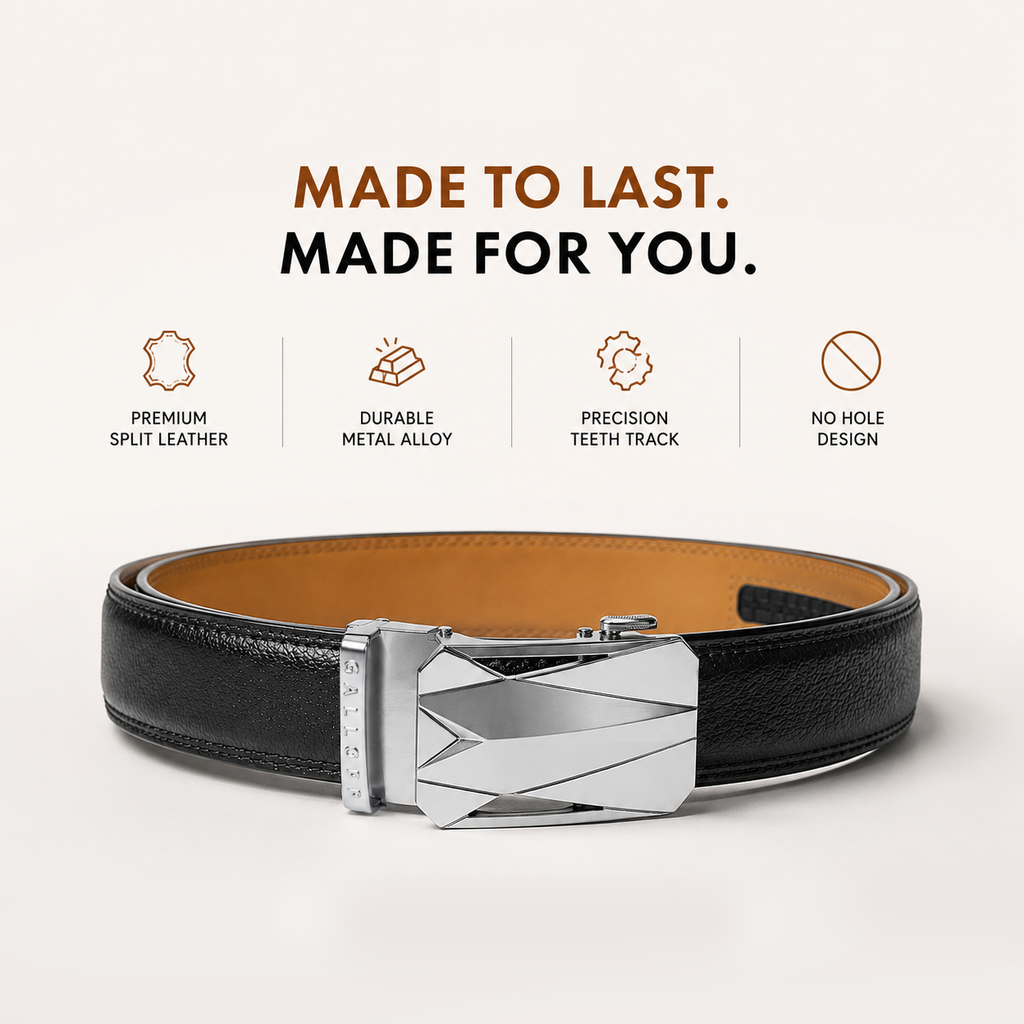 Men's Leather Ratchet Belt- Black