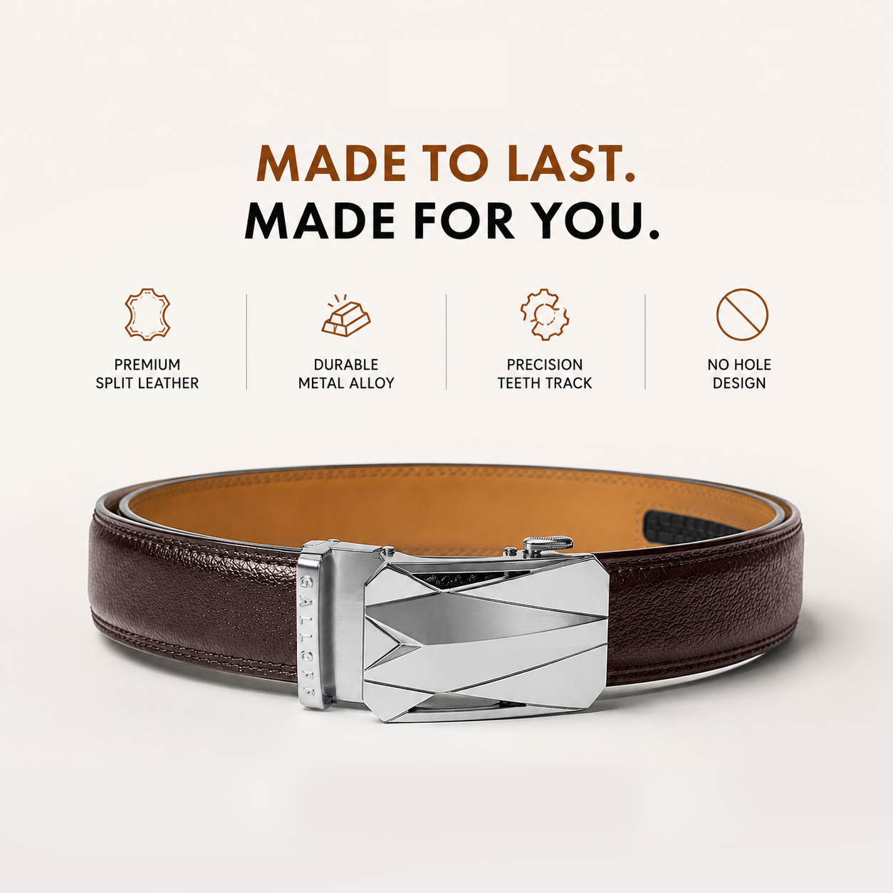 Men's Leather Ratchet Belt- Brown