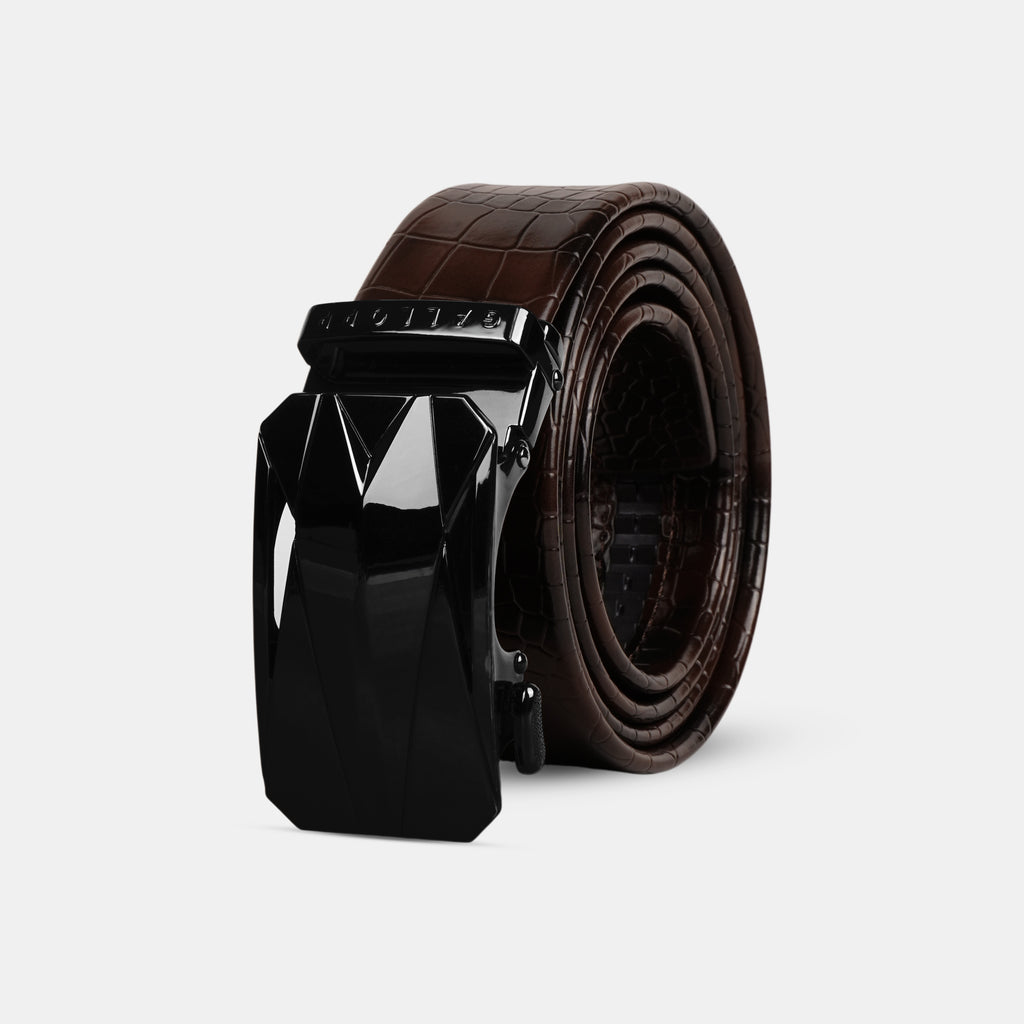 GALLOPP BURLEY Belts For Men Leather Original (Adjustable Fits Up to 44 Inch Waist) Ratchet Straps, Unique Magnetic Auto-lock Buckle Branded Belts For Men Leather Original with PVD coating for anti scratch