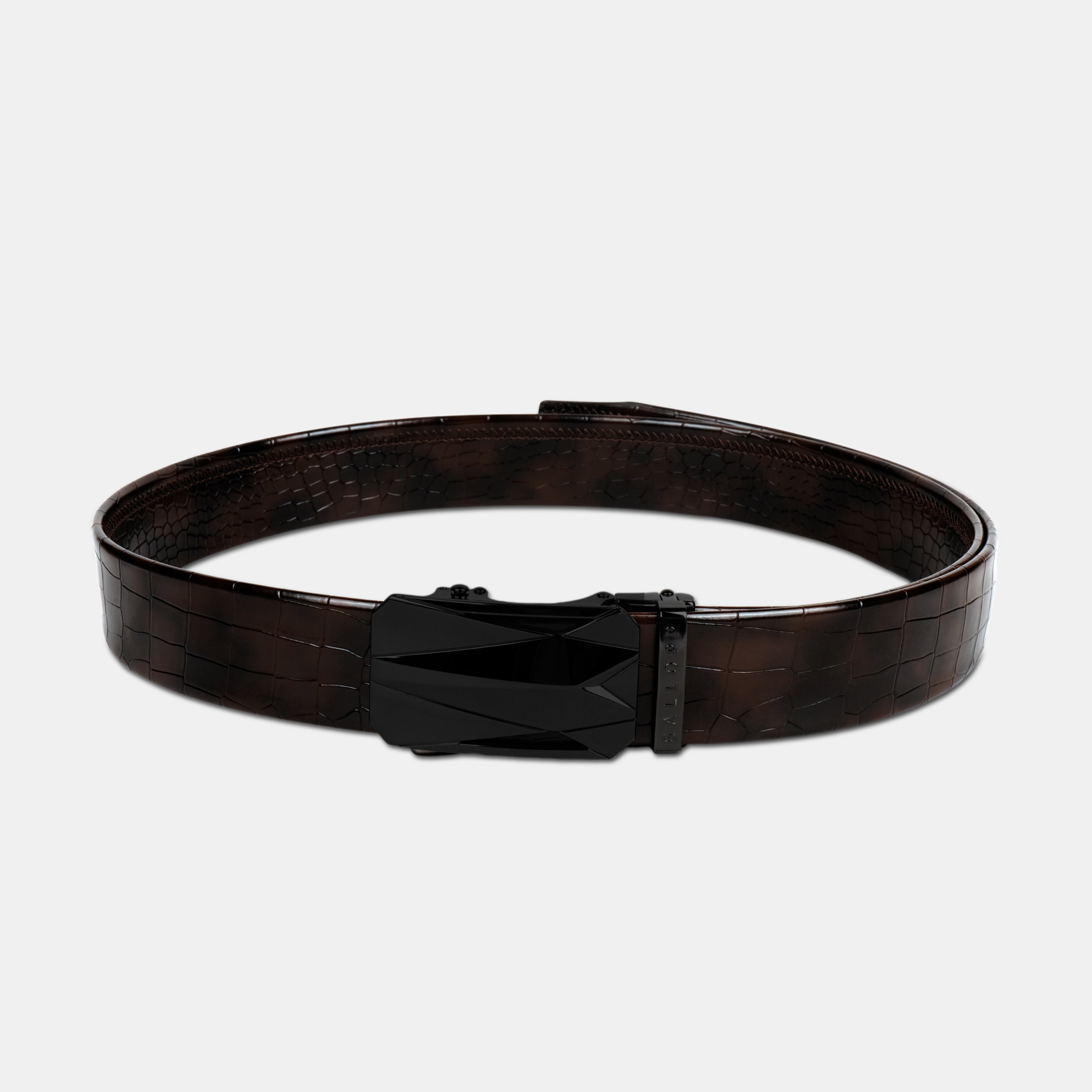 GALLOPP BURLEY Belts For Men Leather Original (Adjustable Fits Up to 44 Inch Waist) Ratchet Straps, Unique Magnetic Auto-lock Buckle Branded Belts For Men Leather Original with PVD coating for anti scratch