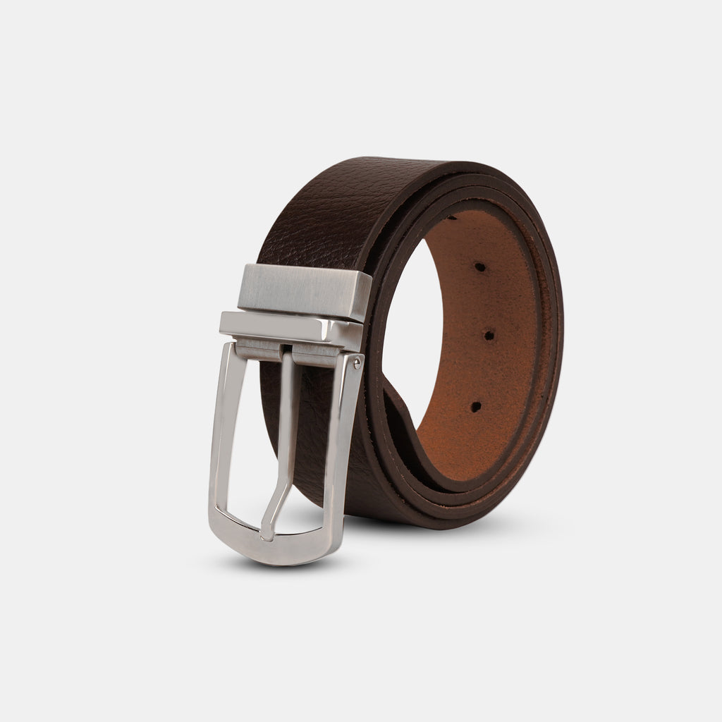 GALLOPP, 100% genuine Leather Formal Belt For Men with reversible buckle made of stainless steel (Color-Brown|GMB-02| 46 inches length|| Waist upto -40 inches)