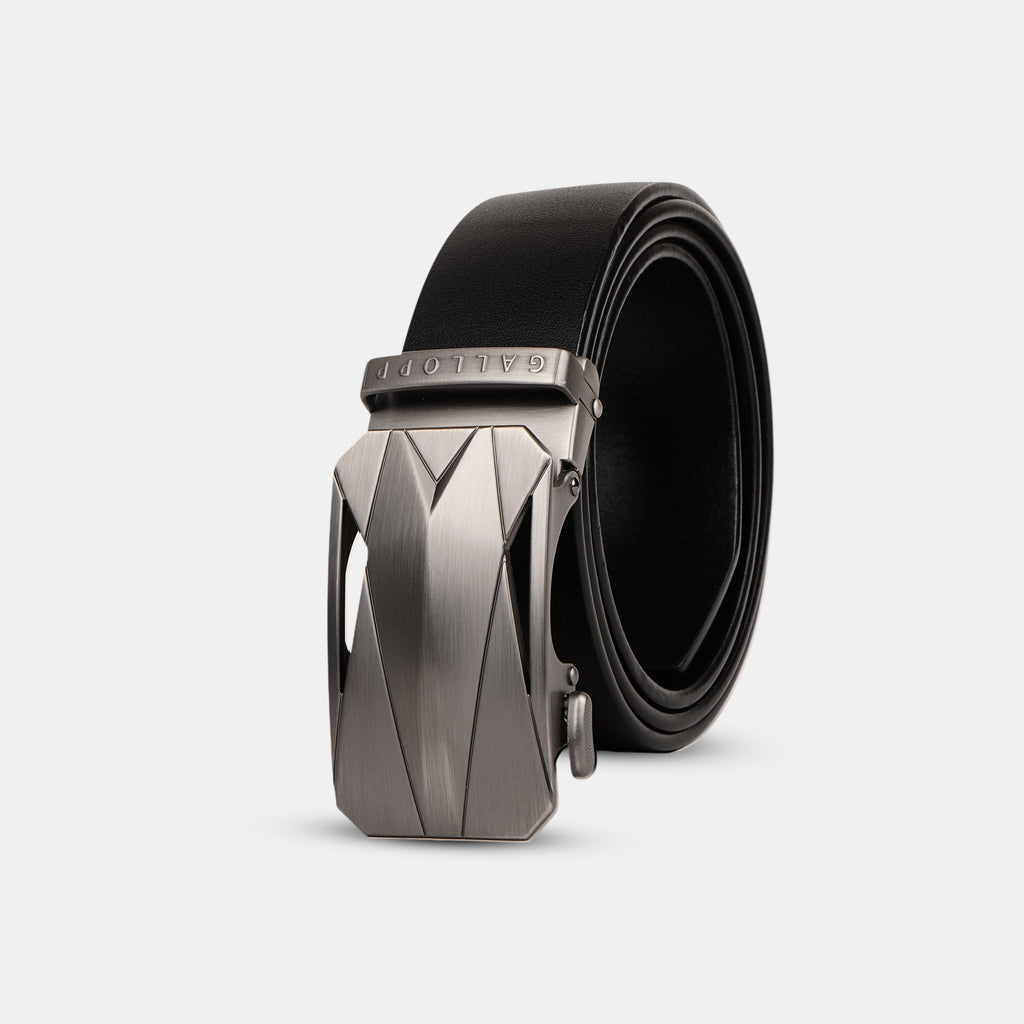 GALLOPP BURLEY Belts For Men Leather Original (Adjustable Fits Up to 44 Inch Waist) Ratchet Straps, Unique Magnetic Auto-lock Buckle Branded Belts For Men Leather Original with PVD coating for anti scratch