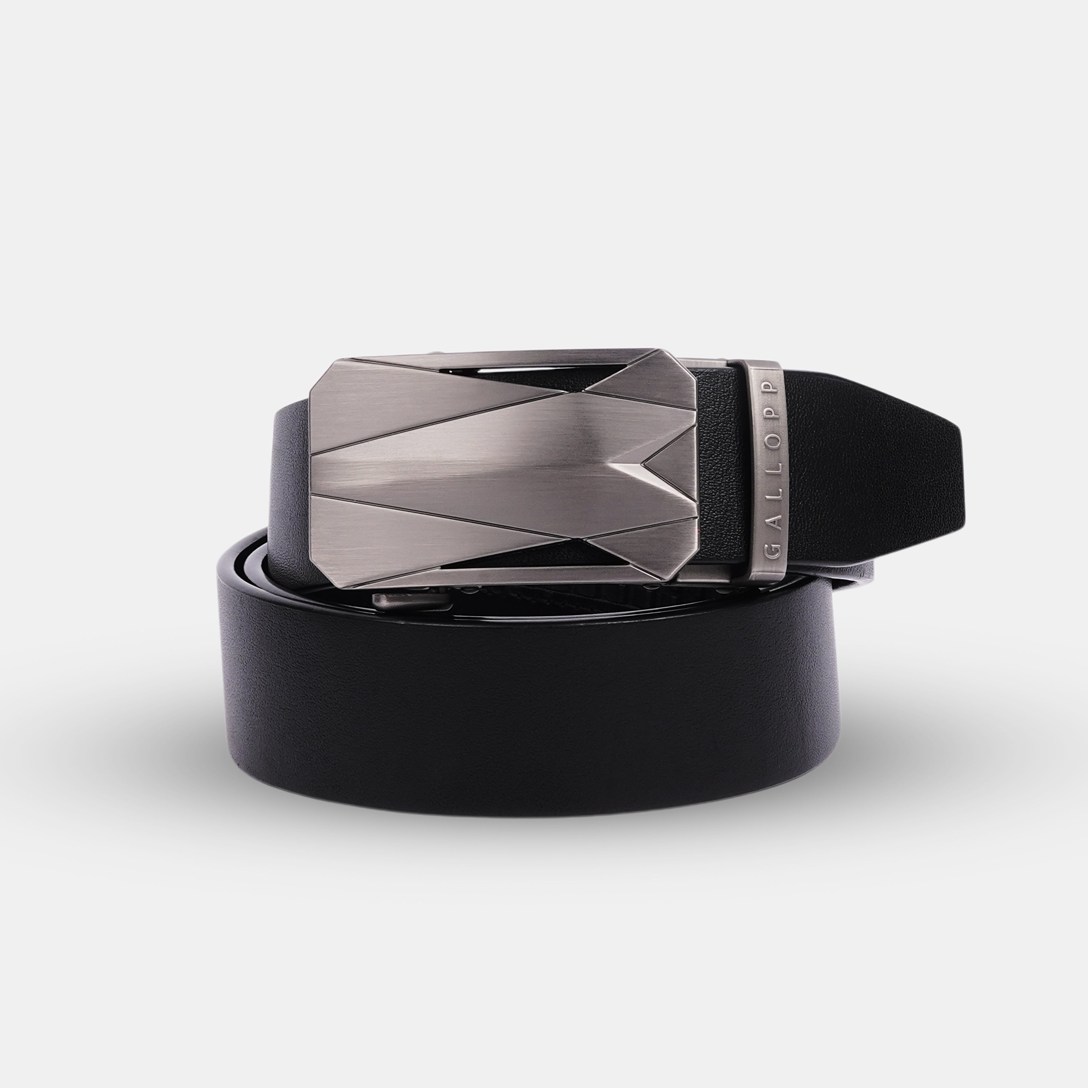 GALLOPP BURLEY Belts For Men Leather Original (Adjustable Fits Up to 44 Inch Waist) Ratchet Straps, Unique Magnetic Auto-lock Buckle Branded Belts For Men Leather Original with PVD coating for anti scratch