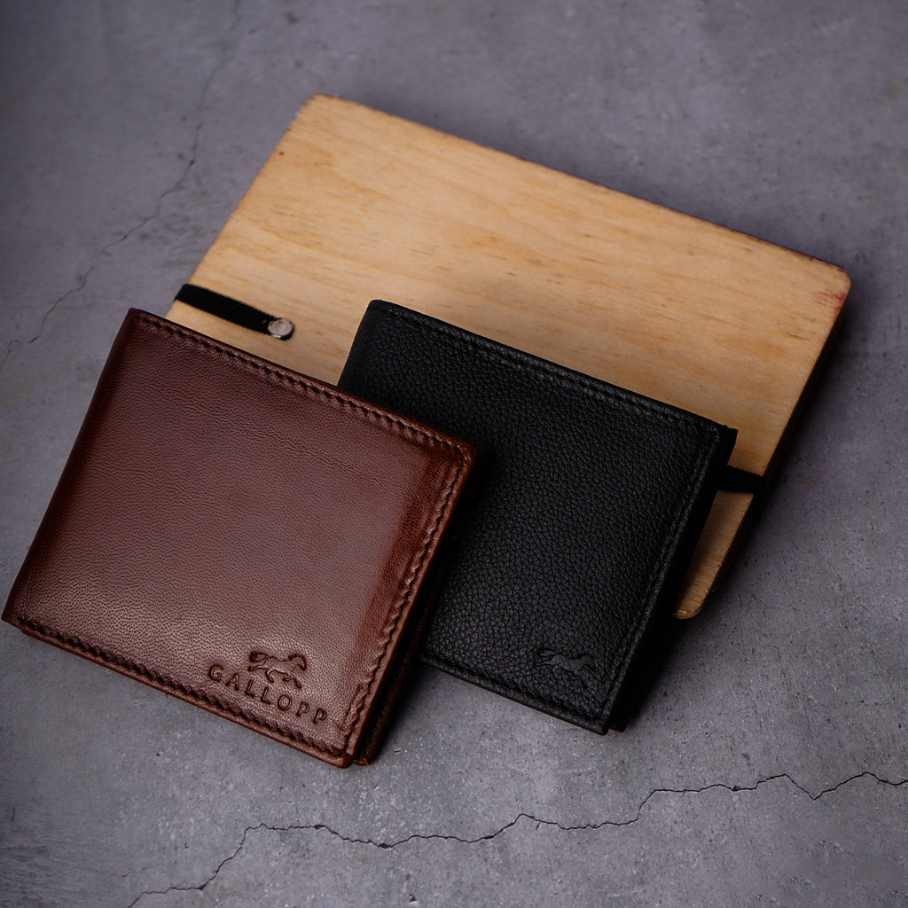 GALLOPP Black Leather Men's Wallet
